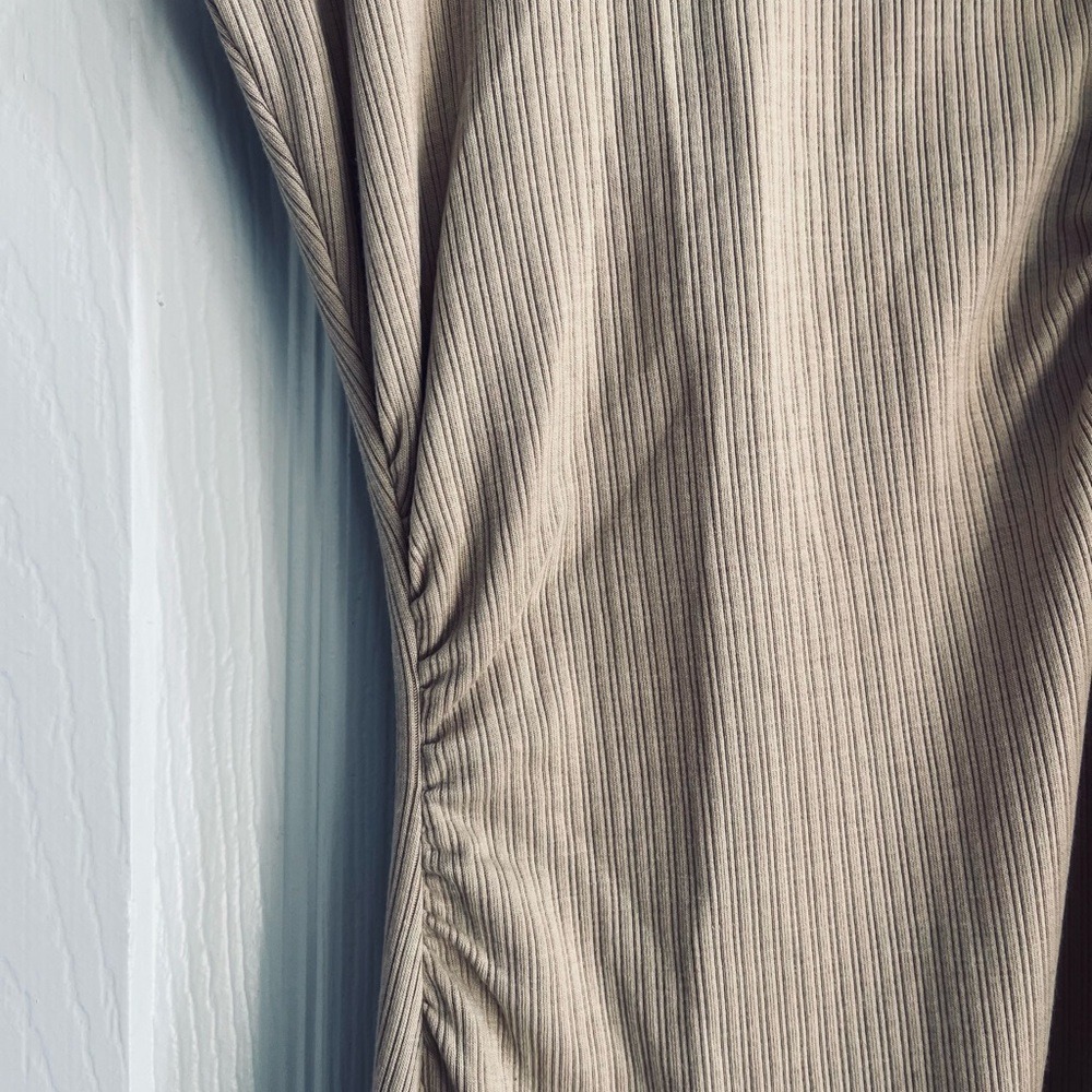 A New Day Short Cap Sleeve Ribbed Polo Midi Bodycon Dress Medium Irish Cream NWT - Picture 8 of 13